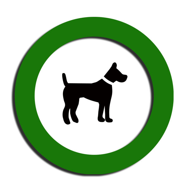 Sticker autoadeziv cu pictograma "accesul cu animale permis"